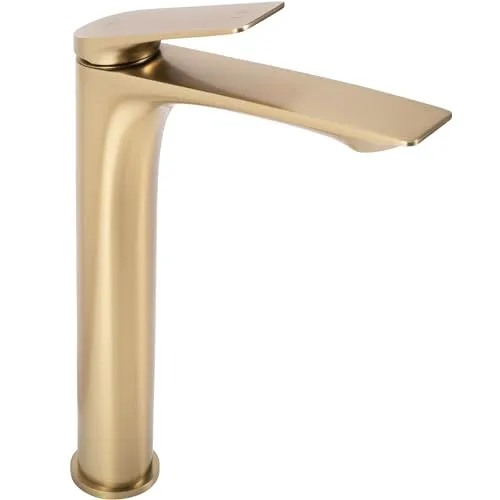 Rea Avalon Einhebel-Waschtischarmatur in gebürstetem Gold - Touch-On-Wasserhähne für Badezimmerwaschbecken, modernes Design und ergonomisches Handling für höchsten Komfort und Langlebigkeit.