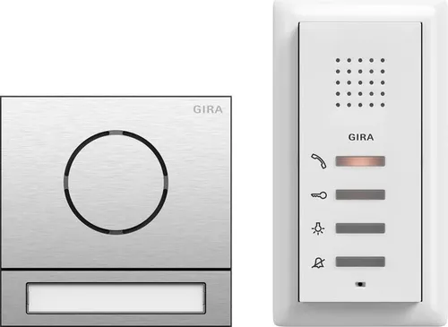 Gira 2406000 Einfamilienhaus-Paket Audio System 106 - Haus-Alarmanlagen mit hochwertigem Edelstahl-Design, inklusive Steuergerät und Türstationsmodul für optimale Kommunikation im Einfamilienhaus.