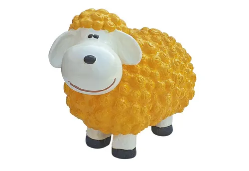 Lustige Tierdeko Schaf bunt – Garten Deko Tierfigur (Orange) - Tierfiguren & Tierstatuen – Fröhliche, handbemalte Schaffigur für Garten und Terrasse, wetterfest und UV-beständig, ein echter Hingucker in bunten Farben!