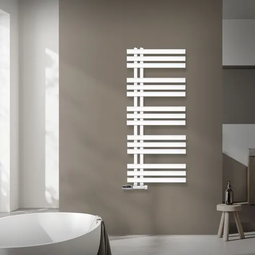 LuxeBath Designheizkörper Handtuchwärmer Iron EM - Moderner Badheizkörper und Handtuchwärmer in einem, sorgt für wohlige Wärme und trockene Handtücher. Hochwertige Stahlkonstruktion mit effizienter Wärmeabgabe - ideal für Badezimmer und Wohnräume.