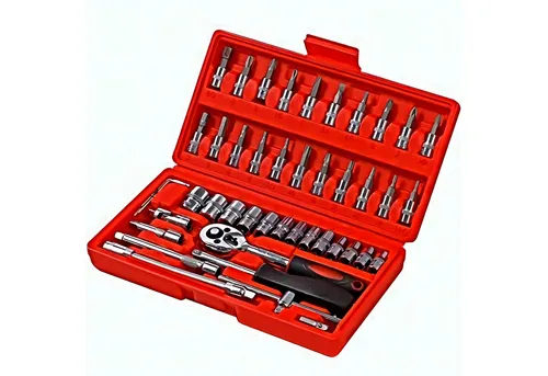 P & K Werkzeugset 46-teiliges Knarrenkasten-Set mit Knarre und Steckschlüsselsatz 1/4“, (46-tlg)