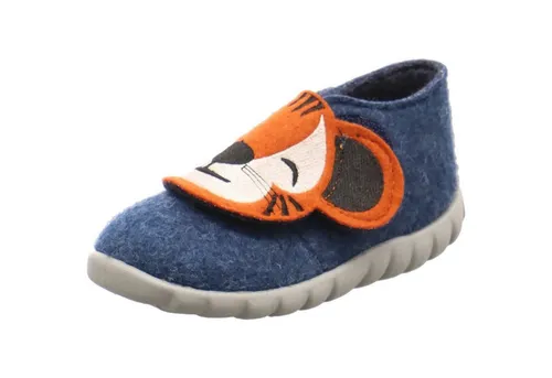 Fischer Markenschuhe Flexy Jungen Hausschuh in Blau, Größe 24 - Hausschuhe für Jungen mit süßer Reh-Applikation, aus strapazierfähigem Filz, atmungsaktiv und mit praktischem Klettverschluss für einfaches An- und Ausziehen. Ideal für Zuhause oder den Kindergarten.