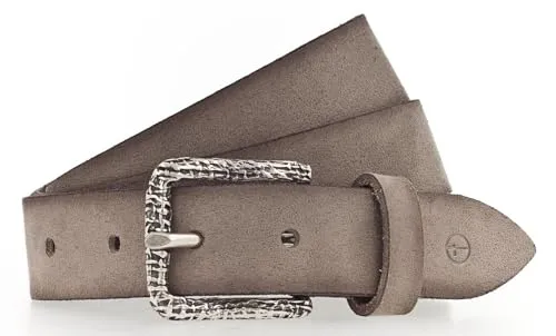 Tamaris Ledergürtel Essential Classics (1-St) - Gürtel mit 30 mm Breite, samtiger velourisierter Oberfläche und dezenter Logo-Prägung. Nachhaltig zertifiziert mit Leather Working Group Siegel für hohe Umweltstandards in der Lederproduktion.