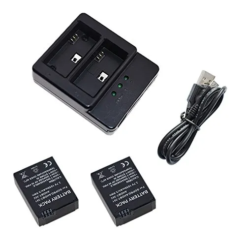 Suptig Akku (2 Stück) und Daul Ladegerät für GoPro HERO3 / GoPro HERO3+ und GoPro AHDBT-301 / AHDBT-302