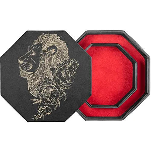 shibby Würfelbrett mit Würfel-Ablage und Deckel für alle Tabletop Spiele - 23,5cm floral M6-1 (rot)