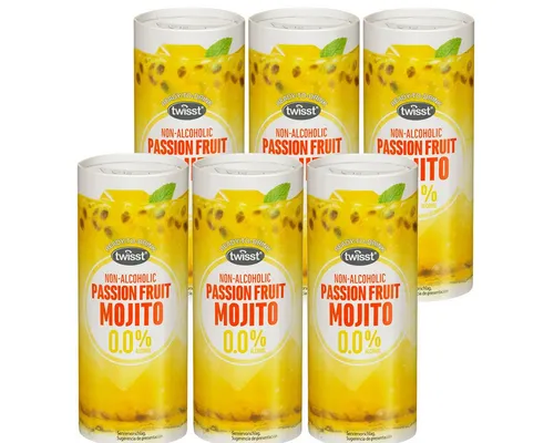 twisst Mixgetränk, Twisst Passion Fruit Mojito tropisch ohne Alkohol 240ml 6er Pack