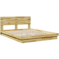 vidaXL Massivholzbett 150x200 cm aus Eichenholz - Robustes Bettgestell aus massivem Eichenholz mit Lattenrost für optimale Matratzenunterstützung. Ideal für erholsamen Schlaf und stilvolle Schlafzimmergestaltung.