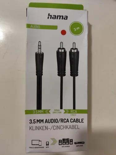 Hama Audio Klinken-Cinch-Adapter  3,5mm Klinke/2xRCA m/m 3m Schwarz Neu