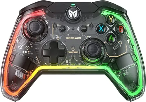 BIGBIG WON verdrahteter Controller für PC Gaming,Switch Controller mit 6-Achsen Gyro,Makro,Turbo, Dual Shock, Benutzerdefinierte Tasten,RGB Licht,Ein Schlüssel Wake-up,