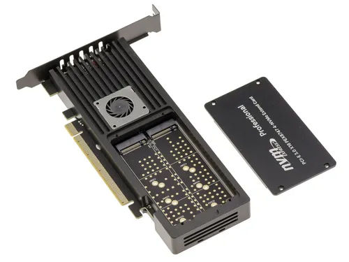 Karte Pcie 3.0 x16 für 4 SSD M.2 Nvme Chipsatz Plx PEX8747 - Schalung Aluminium
