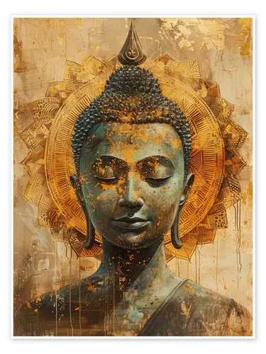 Posterlounge Wandbild Buddha und Mandala, DejaReve, erhältlich als Poster, Leinwandbild, Wandsticker oder Acrylglasbild