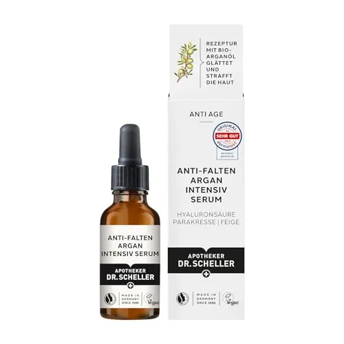 APOTHEKER DR. SCHELLER Anti-Falten Argan Intensiv Serum 30ml - Gesichtsserum mit sofort glättendem Effekt, reduziert Linien und Falten für ein intensiv durchfeuchtetes Hautgefühl.