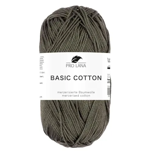 Pro Lana BASIC COTTON Baumwollgarn 50 g ideal für Kleidung, Spielzeug, Accessoires 125 m, Farbe:214 - fango