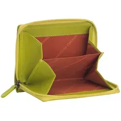 Josephine Osthoff Geldbörse Reißverschluss klein Damen - Grün - Elegantes Damen Portemonnaie aus echtem Leder mit RFID-Schutz. Stilvoll, handgefertigt und perfekt für den Alltag mit ausreichend Platz für Karten und Münzen.