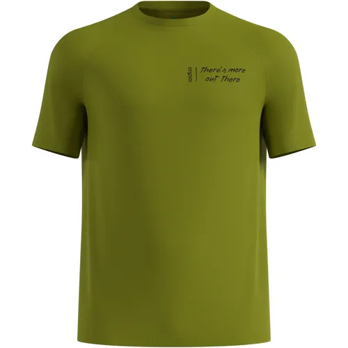 Odlo Herren Essential Print Crew T-Shirt (Größe S, oliv)