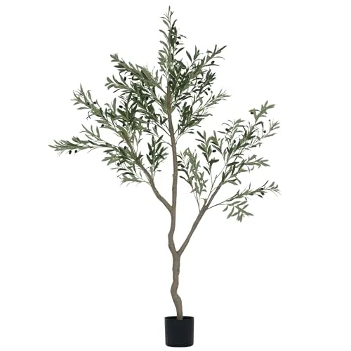 HOMCOM Kunstpflanze Olivenbaum 180 cm - Kunstpflanze für Wohnzimmer, Büro oder Garten mit 990 dichten Blättern und 44 täuschend echten Früchten, pflegeleicht und ganzjährig schön.