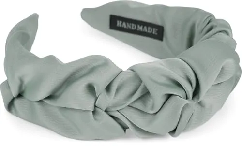 styleBREAKER Damen Haarreif mit schimmernder geflochtener Oberfläche in Rüschen Optik, Haarband, Haarschmuck 04027035, Farbe:Taubenblau