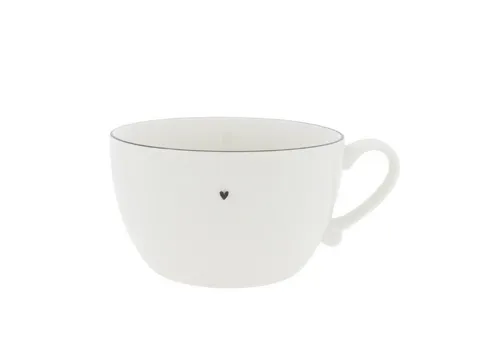 Bastion Collections Tasse Schwarzes Herz, Keramik, Spülmaschinengeeignet, Weiß, Motiv: schwarzes Herz