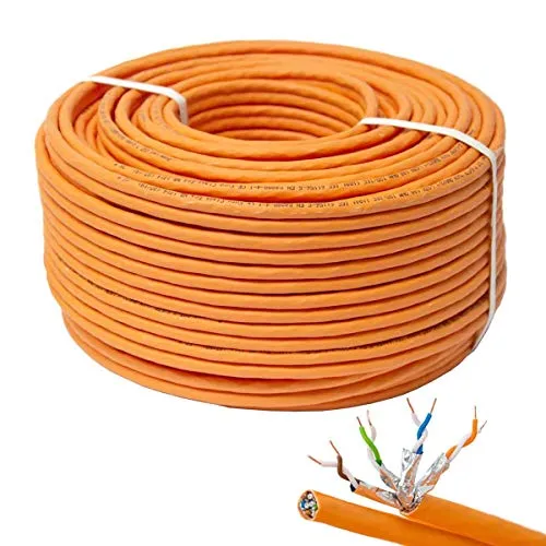 Premium X CAT 7 Netzwerkkabel 50m - Hochgeschwindigkeits LAN Kabel - Cat-7-Ethernetkabel für 10 Gigabit-Netzwerke, ideal für professionelle Anwendungen mit geringer Störanfälligkeit und flammwidrigem Außenmantel.
