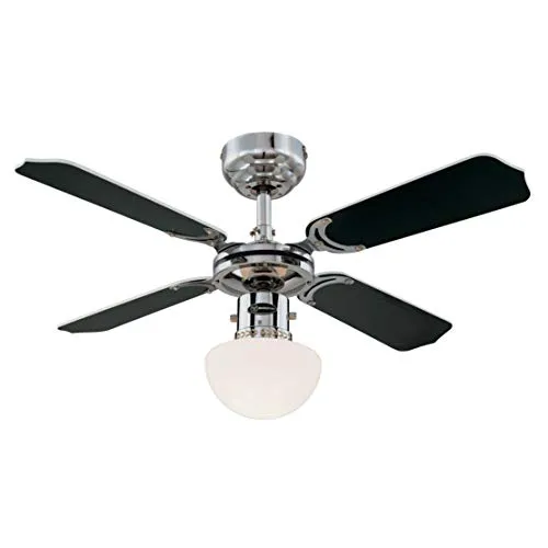 Westinghouse Deckenventilator Portland Ambiance mit Beleuchtung - Ventilator mit 90 cm Durchmesser, Wendeflügel in Weiß/Schwarz, integrierte Lampe und 10 Jahre Garantie auf den Motor. Ideal für kühlende Sommerbrise oder warme Winterluft.