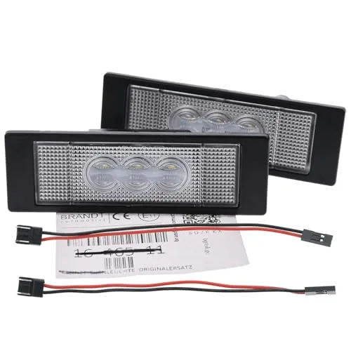 BRANDT Kennzeichenbeleuchtung LED für BMW 1er E81 E82 E86 E87 E88 F20 F21 i3 G32 - Hochwertige LED Kennzeichenbeleuchtung mit 3 Philips LEDs pro Modul. Ideal für eine zuverlässige Nummernschildbeleuchtung ohne Batterien, passend für verschiedene BMW Modelle.