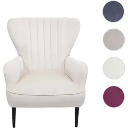 Lounge-Sessel HWC-K37, Samt Cocktailsessel in creme-beige - Eleganter Sessel mit extra breiter Sitzfläche und 12 cm dicker Polsterung für höchsten Komfort. Ideal für entspannte Stunden in jedem Wohnstil.