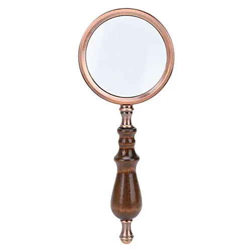 Oumefar Antik Handlupe 10X Handheld lupe Abnehmbare Holzgriff Lupen Leseinspektion Lupe Zinklegierung Lupe Hohe Vergrößerung für Senioren,Kinder