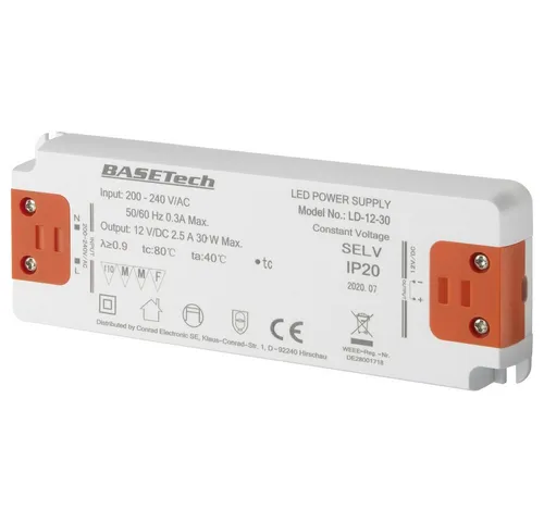 Basetech Basetech LD-12-30 LED-Trafo Konstantspannung 30 W 2.5 A Möbelzulassu LED Trafo