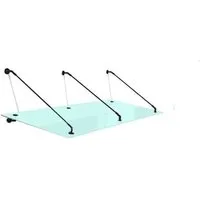 Glaszentrum Hagen STB 200x90 cm Glasvordach inkl. Halter Schwarz Milchglas