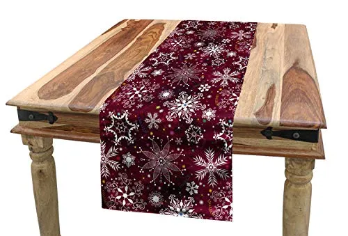 ABAKUHAUS Schneeflocke Tischläufer - Tischläufer für Weihnachten, 40 x 300 cm aus hochwertigem 100% Polyester, maschinenwaschbar und langlebig für drinnen und draußen, sorgt für eine festliche Atmosphäre.