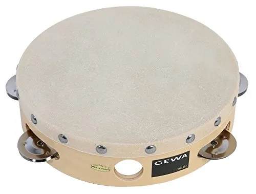 Gewa 841305 Tambourin mit Schellen, 20,3 cm (8 Zoll) - Percussion Instrument mit fest vorgestimmtem Maple Holzrahmen und 6 Paar Stahlschellen für einen klaren, kraftvollen Klang.