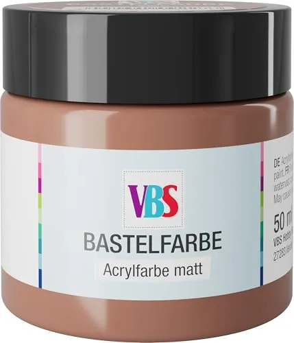 VBS Bastelfarbe 50 ml wasserfest lichtecht geruchsneutral lösungsmittelfrei hochpigmentiert matt Malfarbe Malen Farbe Farben Feige