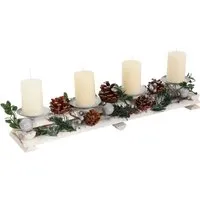 MCW Adventskranz MCW-M12-K, Festlicher Silber-Look mit 4 Kerzenhaltern - Nussknacker - Elegantes Adventsgesteck mit 4 Kerzenhaltern, handgefertigt und unter fairen Bedingungen produziert, für eine festliche Atmosphäre in Ihrem Zuhause.