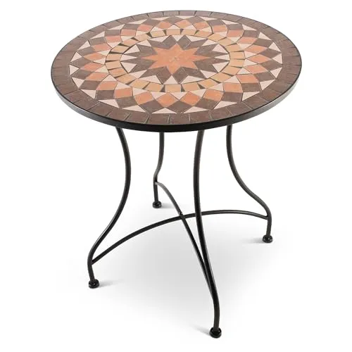Mosaiktisch 60 cm Ø - Raburg Mayla, mediterraner Gartentisch - Gartentisch mit einzigartigem Mosaikdesign, ideal für Balkon und Terrasse. Stabil und handgefertigt, sorgt er für mediterranes Flair und ein gemütliches Ambiente.