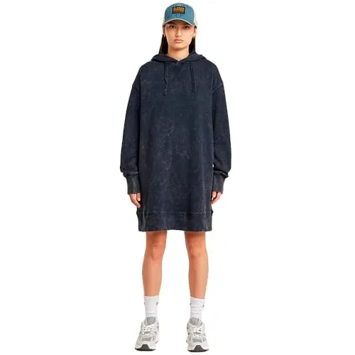 G-Star Sweatkleid in Dunkelblau - M - Kleider aus Bio-Baumwolle mit Kapuze und coolem Batik-Muster, perfekt für lässige Looks und hohen Tragekomfort.