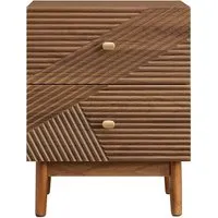 SoBuy Nachttisch FBT170 - Vintage Nachtschrank mit 2 Schubladen - Stylischer Nachttisch aus Gummibaumholz mit 2 Schubladen, ideal für Schlafzimmer und als Beistelltisch geeignet. Belastbar bis 16,8kg.