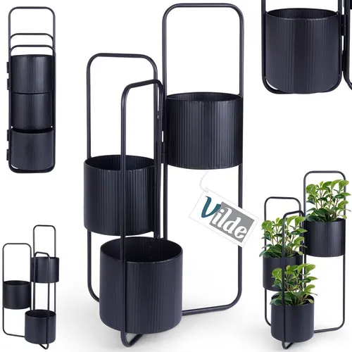 Blumenständer Blumentreppe Pflanzenständer Metall schwarz 3 Etagen 33x24x57cm