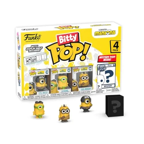 Funko Bitty Pop! Minions - Eye Matie 4PK - Eye, Matie, Cro-Minion, Au Naturel und eine Überraschungs-Mini-Figur - 0.9 Inch (2.2 cm) - Minions 2 Sammlerstück - Geschenkidee Party-Tüten-Strumpf