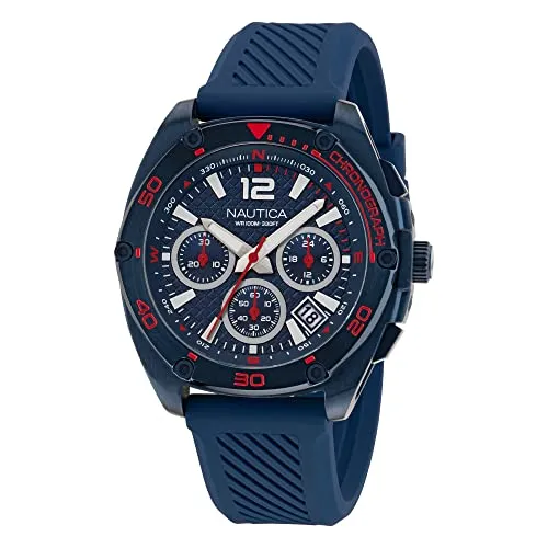 Nautica Herren NAPTCS303 Tin Can Bay Blue Silikon Armbanduhr, Blau/Blau/Blau