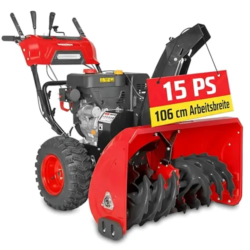 Hecht 9542 SQ Schneefräse 15 PS mit Elektrostart - Zweistufige Schneefräse mit 106 cm Arbeitsbreite und 15 PS Leistung, ideal für große Schneemengen und komfortable Bedienung dank Elektrostart.