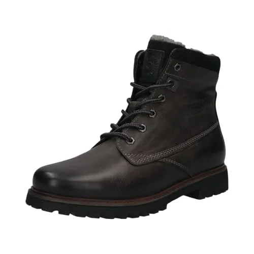 bugatti Herren Schlupfstiefel – Winterstiefel in Dunkelgrau - Klassische Herren Stiefel mit Schnürung, aus hochwertigem Glattleder und warmem Innenfutter. Ideal für kalte Tage – bequem und stylisch zugleich.