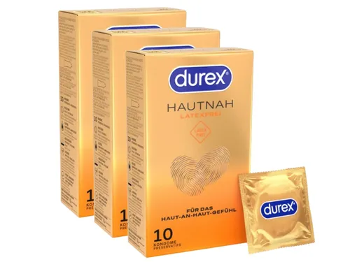 Durex Hautnah Latexfrei Kondome 30er Pack, Real-Feel, ohne Latex, Easy-On-Form