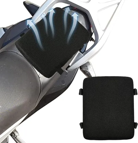 Motorrad Gel Sitzkissen, Motorrad 3D Waben Motorrad Sitzbezug, Stoßdämpfende atmungsaktive Sitzkissen für bequeme lange Fahrten (Back)