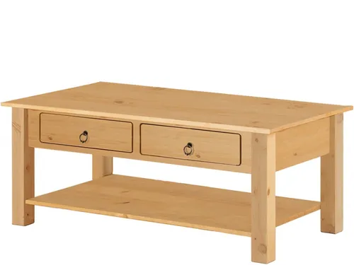 ILONA Couchtisch mit 2 Schubladen aus Kiefer Natur in beige von loft24