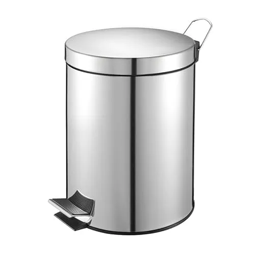 PROREGAL Runder Tretabfallsammler 5L aus Edelstahl - Haushaltszubehör mit herausnehmbarem Kunststoff-Inneneimer für einfache Entleerung und Pflege, ideal für Küche und Badezimmer.