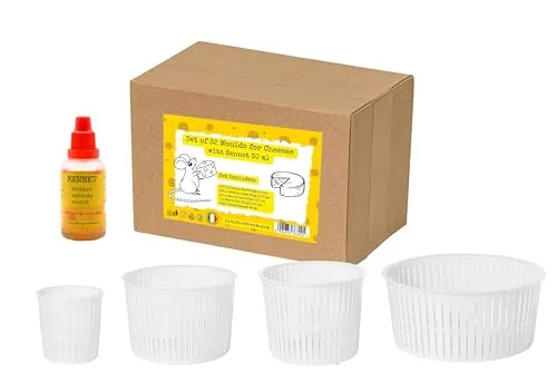AlcoFermBrew Käseformen Set inkl. 32 Stk.- Runde Käseformen | Käseform aus Kunststoff für Weichkäse | Lab