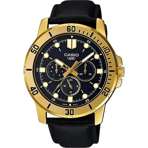Casio Uhr Collection MTP-VD300GL-1EUDF - Elegante Armbanduhr für Männer mit wasserdichtem Gehäuse, 49 mm und multifunktionalem Quartz-Uhrwerk - ideal für jeden Anlass.