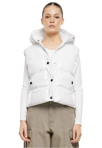 Urban Classics Damen Recycled Shiny Puffer Vest mit Kapuze - Funktionsjacke aus 100% recyceltem Nylon, glänzendes Design für einen eleganten Look und kuschelige Wärme mit Kapuze und wattierten Taschen.