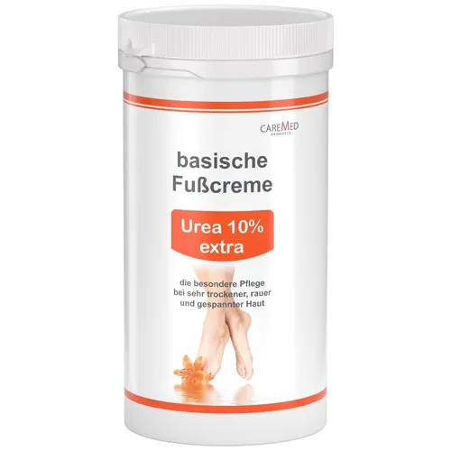 CareMed basische Fußcreme UREA 10% extra 450ml - Fußpflege - Intensivpflege für sehr trockene Haut mit 10% Urea, verbessert die Feuchtigkeit und Geschmeidigkeit, ideal für sportliche Aktivitäten.