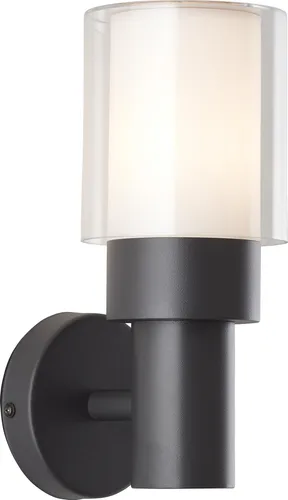 BRILLIANT stehende Outdoor Wandlampe ARTHUS in anthrazit | spritzwassergeschützte Wandleuchte für den Außenbereich | 1x E27 Fassung max. 18 W | Metall/Kunststoff